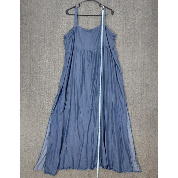 Natural Life Patti Side Slit Maxi Dress Women XXL Blue Chambray Boho Cottagecore - Picture 3 of 11